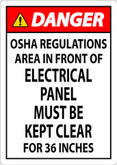 Danger Sign Osha Regulations - Area In Front Of Electrical Panel Must Be Kept Clear For 36 Inches