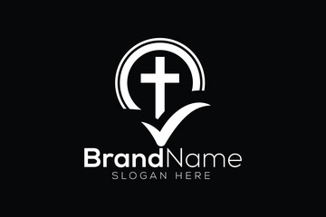 Obraz premium Trendy and Professional check mark and church sign Christian and peaceful vector logo design