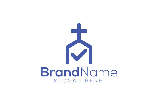 Trendy and Professional check mark and church sign Christian and peaceful vector logo design