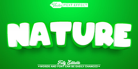 Cartoon White Green Nature Vector Editable Text Effect Template