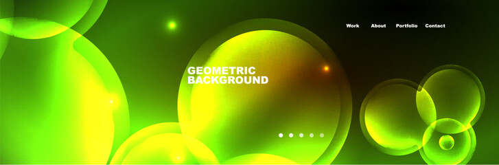 Shiny neon circles and bubbles, dark abstract background with blurred magic neon light, wallpaper design