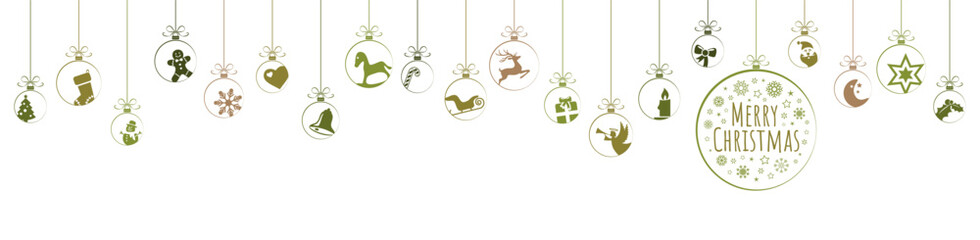 hanging baubles with christmas icons and greetings - 637681191