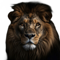 Portrait of a lion face isolated transparent