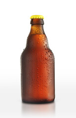 small bottle with beer in drops