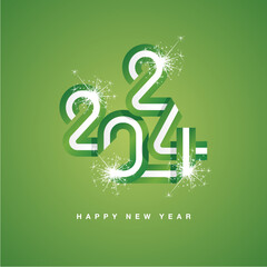 2024 New Year continuous ribbon in the shape of 2024. Abstract white green white flag of Nigeria in the shape of 2024 logo with sparkle firework