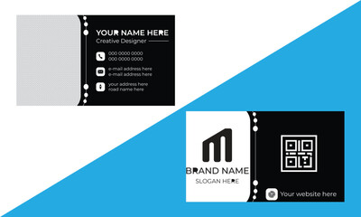 A modern vector template business card design set with geometric shapes.