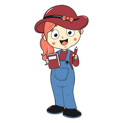 cute girl cartoon illustration