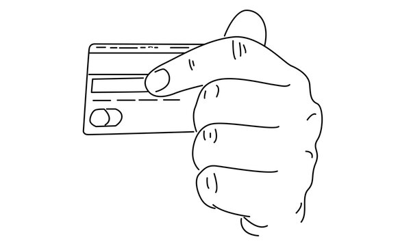 recommend clip art: line art of hand holding credit card