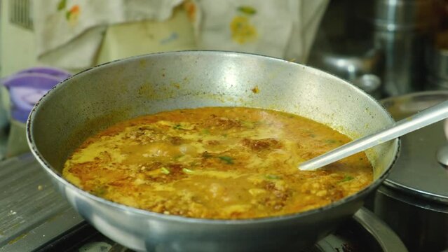  vegetable Kofta curry in kadai which is an Indian Food, 4k, Close up shot 