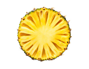 Slice of pineapple isolated on transparent background, top view