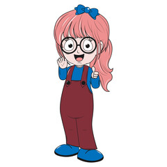 Obraz premium cute girl cartoon illustration