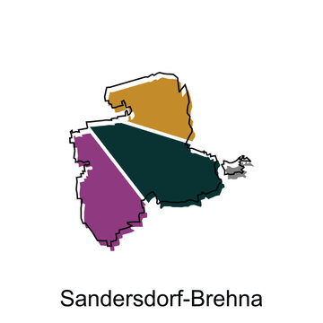 map of Sandersdorf Brehna City. vector map of the German Country. Vector illustration design template