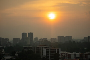 sunset over the city