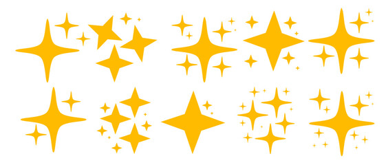 Set of vector stars sparkle, decoration twinkle, shiny flash. Vector Illustration
