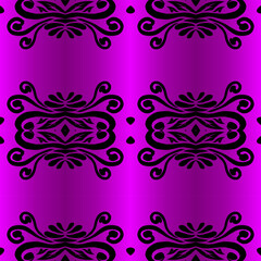 Beautiful rainbow gradient colour seamless flower line art batik ethnic dayak ornament for fashion textile pattern background 