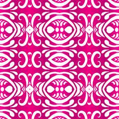 Beautiful rainbow gradient colour seamless flower line art batik ethnic dayak ornament for fashion textile pattern background 