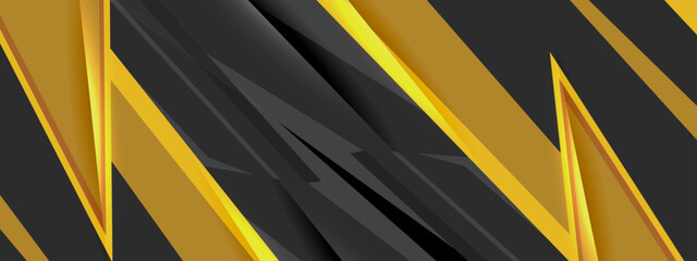 Abstract sports style banner in grey and yellow colors. Geometrical abstract design.