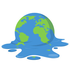 Global warming, climate change - world illustration, Graphic illustration of a melting earth. 