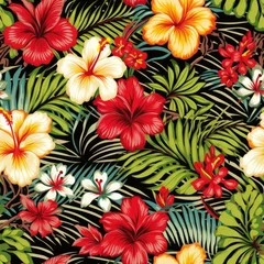 Schilderijen op glas seamless pattern of shirt Hawaii style © waranyu