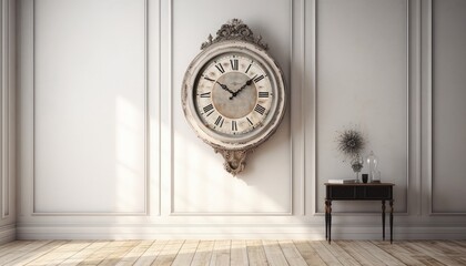 Antique wall clock in an old house