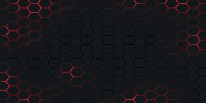 Black hexagon and red light 