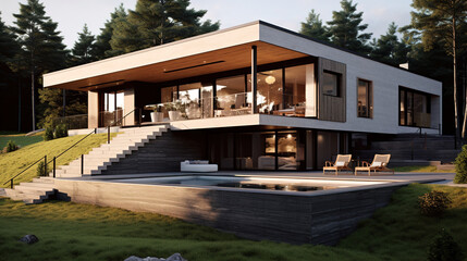 Fototapeta premium luxury home with a pool.Generative Ai