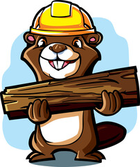 animal beaver in a construction helmet holds a © Юрий Кравченко