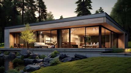 luxury home with a pool.Generative Ai
