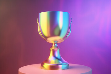 Holographic metallic 3D golden trophy award cup