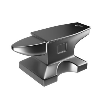 Metallic anvil on white backgroun