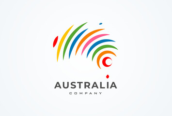 Australia map Logo. modern Australia logo with colorfull line style. Australia map design logo template. vector illustration