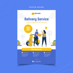 Obraz na płótnie Canvas Courier sending package delivery service on poster design