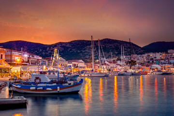 Picturesque Pythagorio town on Samos island, Greece.  - obrazy, fototapety, plakaty
