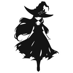 Witch on silhouette on a white background isolated