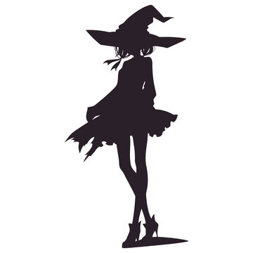 Witch on silhouette on a white background isolated