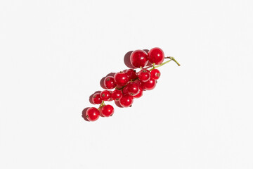 Red currant isolated on white background top view