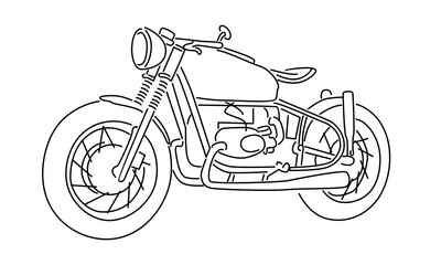 line art of classic vintage motorcycle