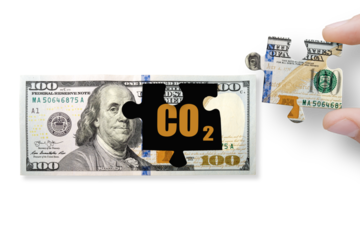 100 dollar note isolated on a white background with word CO2