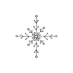 Hand drawn style snowflake. Isolated on white vector illustration.