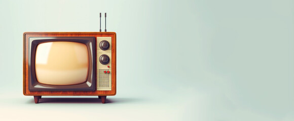 Retro television header. Vintage TV banner