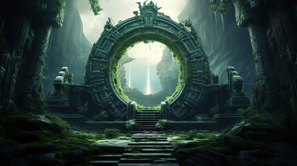 Ancient Portal in a Lost City.Generative Ai - obrazy, fototapety, plakaty