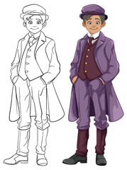 Vintage Tweed Suit with Hat: A Cartoon Character