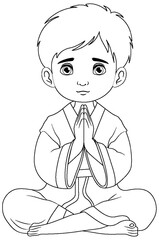 Boy Sitting and Praying to Meditate