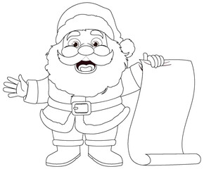 Cute Santa Claus Cartoon Character Holding Paper Scroll