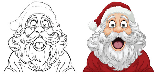 Surprised Santa Claus with a Cartoon Expression