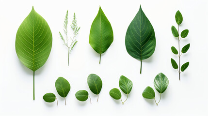 Modern Green Leaves isolated on white background
