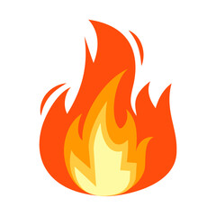 Fire emoji flames icon in cartoon style isolated on white background