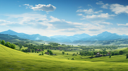 Fototapeta premium landscape with mountains with clear sky.Generative Ai