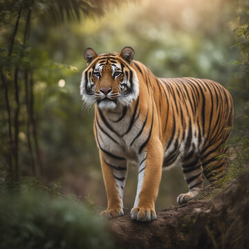 Jungle Majesty: Sunda Tiger Stands Tall in Its Natural Habitat