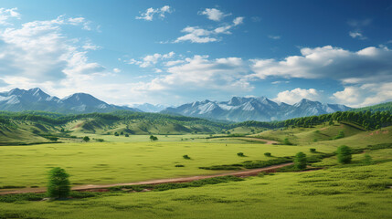 Fototapeta na wymiar landscape with mountains with clear sky.Generative Ai